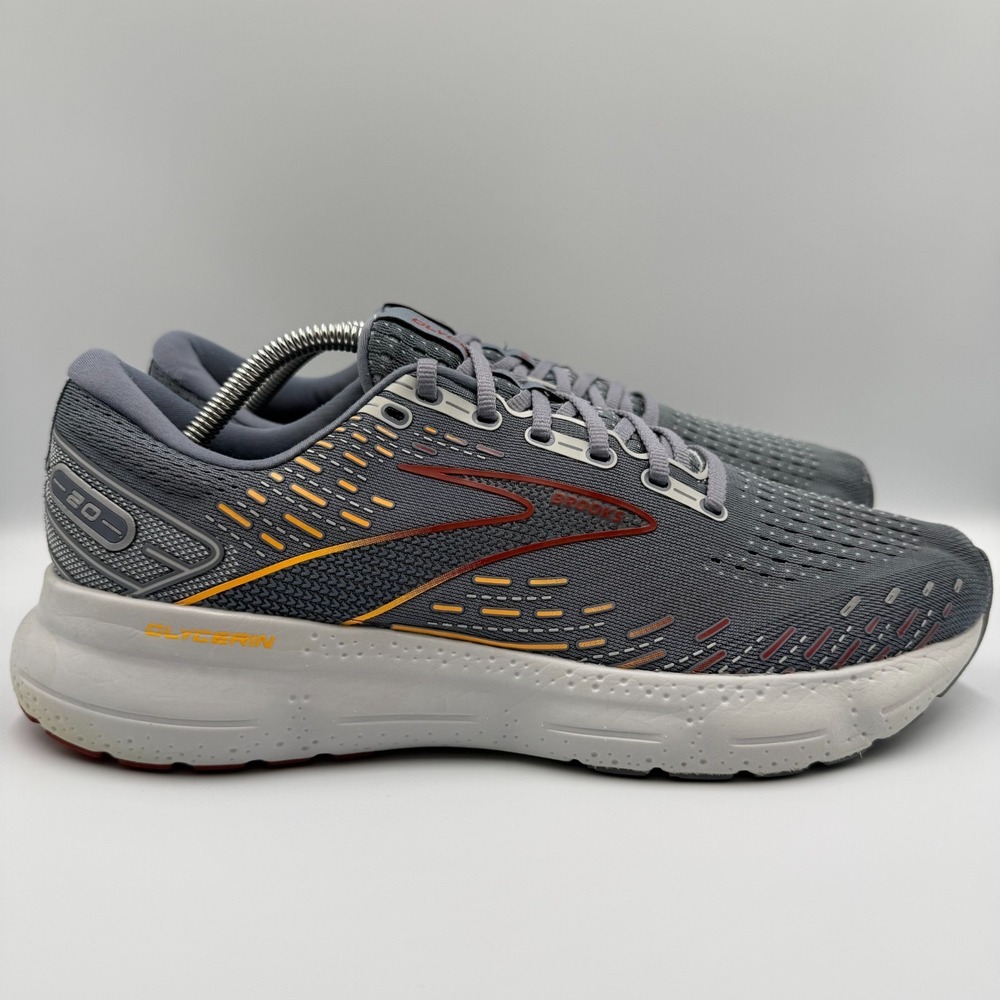 Brooks Glycerin 20 Gray Orange Athletic Running Shoes‎ Sneakers Men's Size 11.5